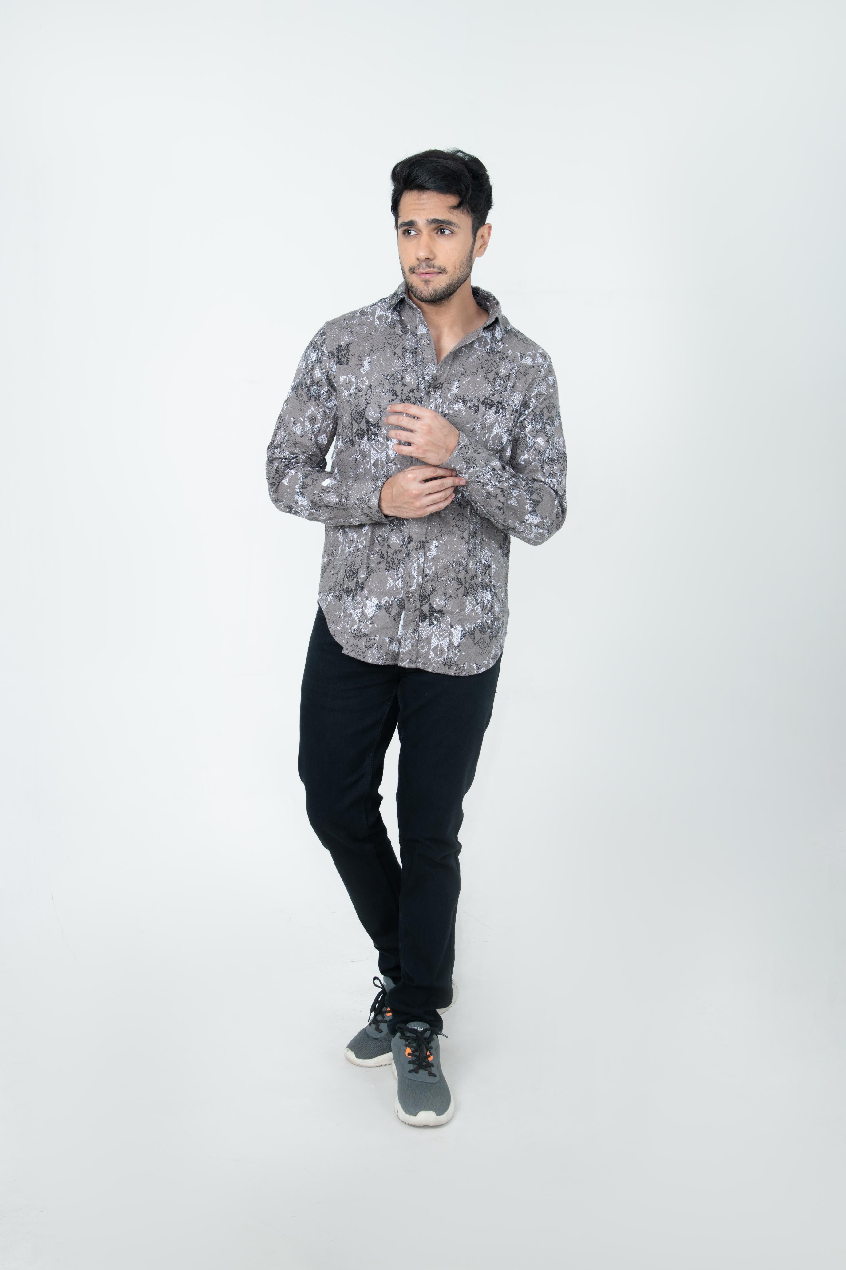 Roman Threads Mauve Textured Dobby Shirt