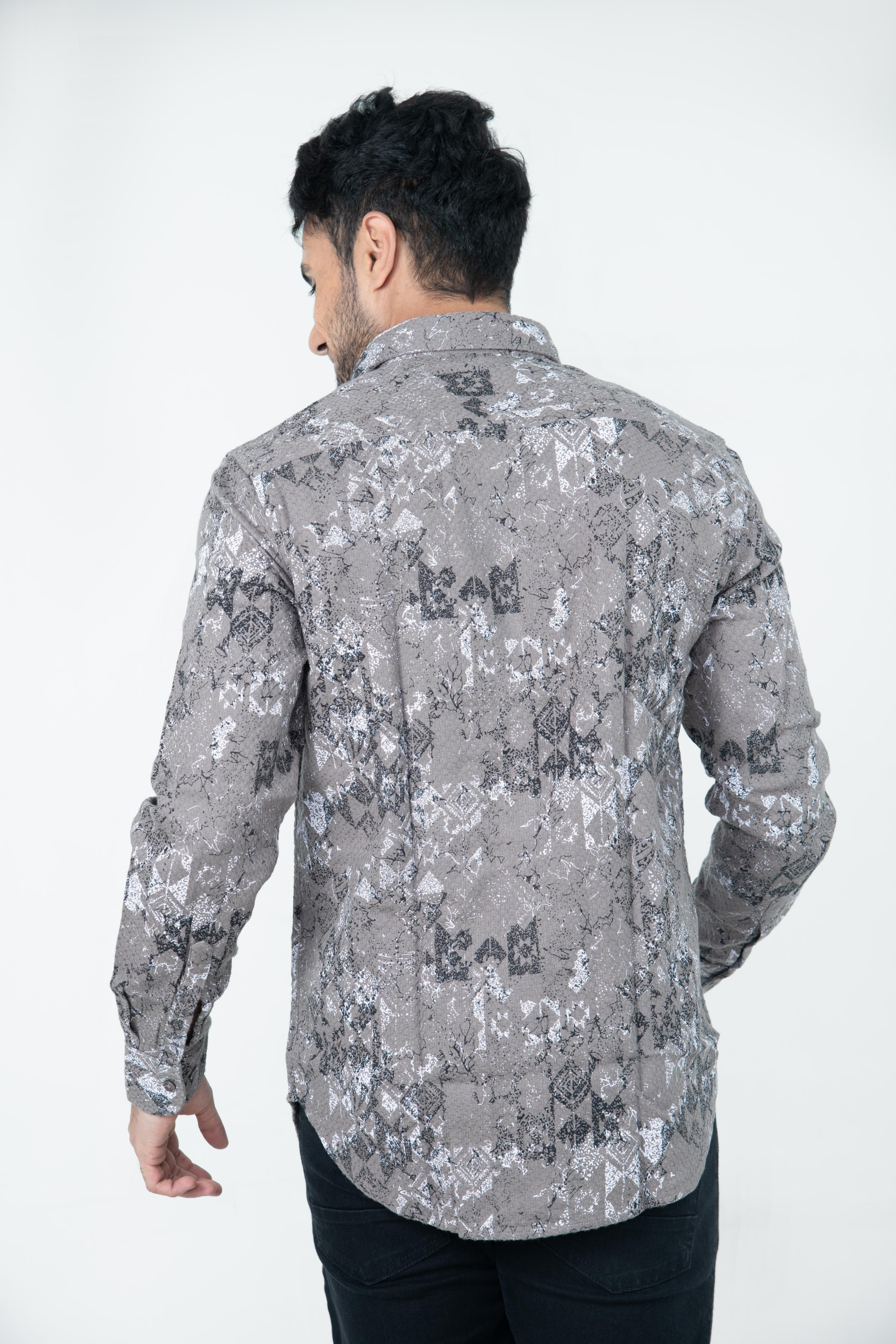 Roman Threads Mauve Textured Dobby Shirt