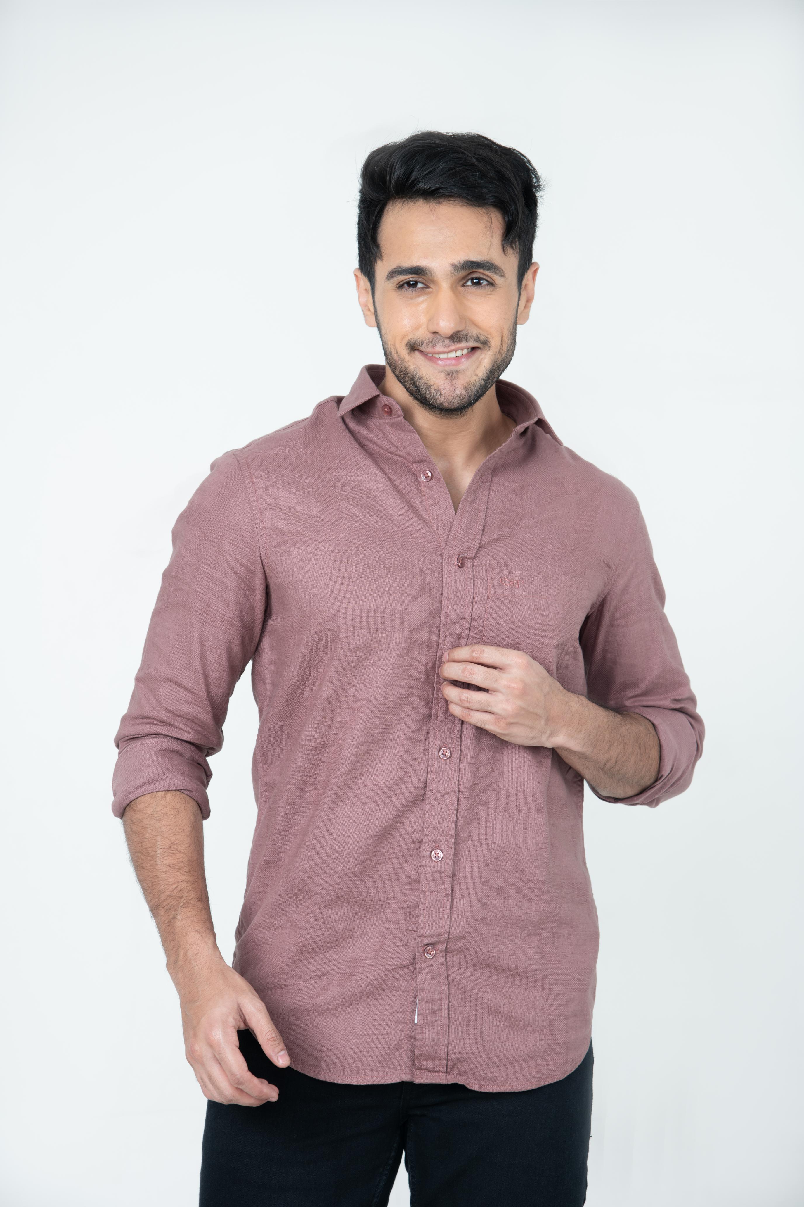 Roman Threads Mauve Textured  DobbyShirt