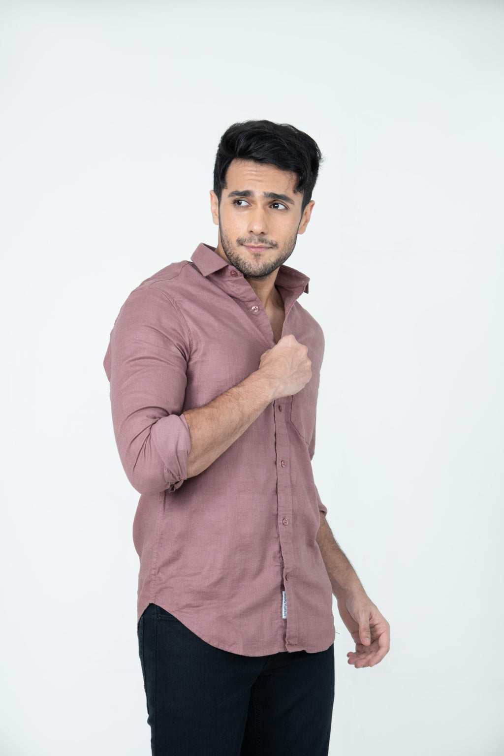 Roman Threads Mauve Textured  DobbyShirt