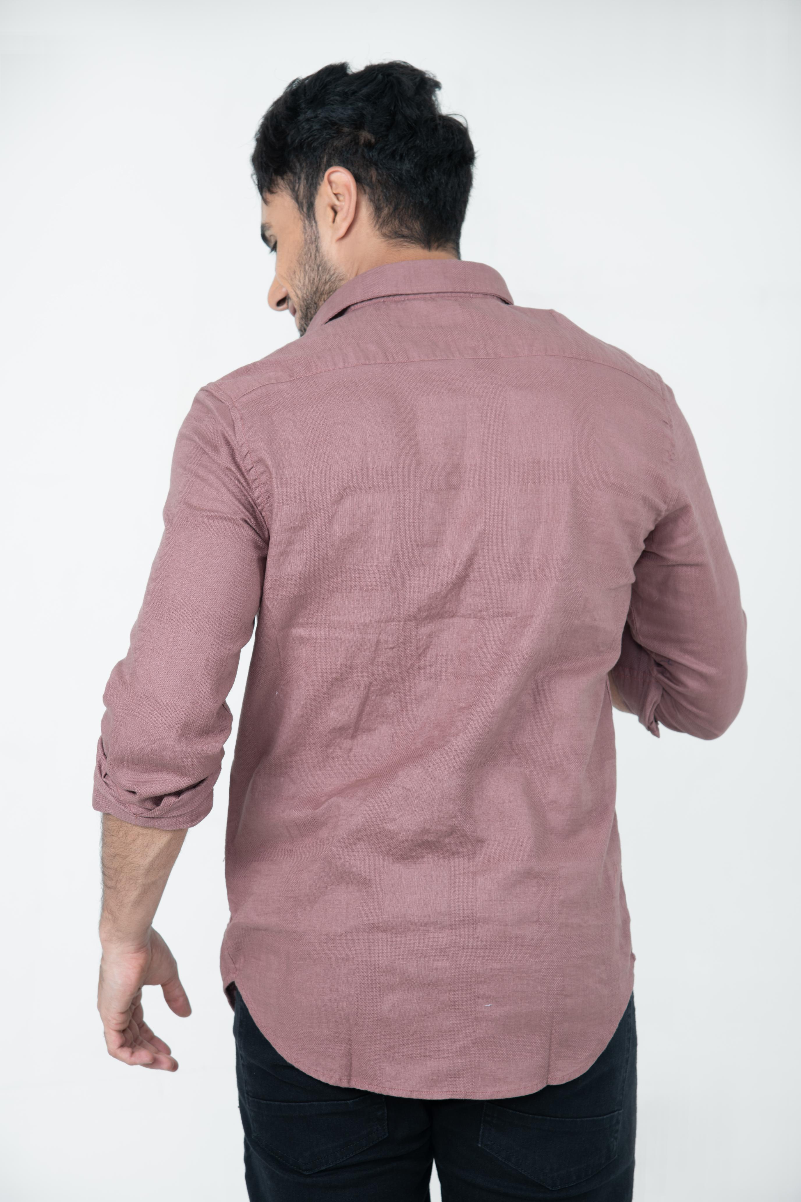 Roman Threads Mauve Textured  DobbyShirt