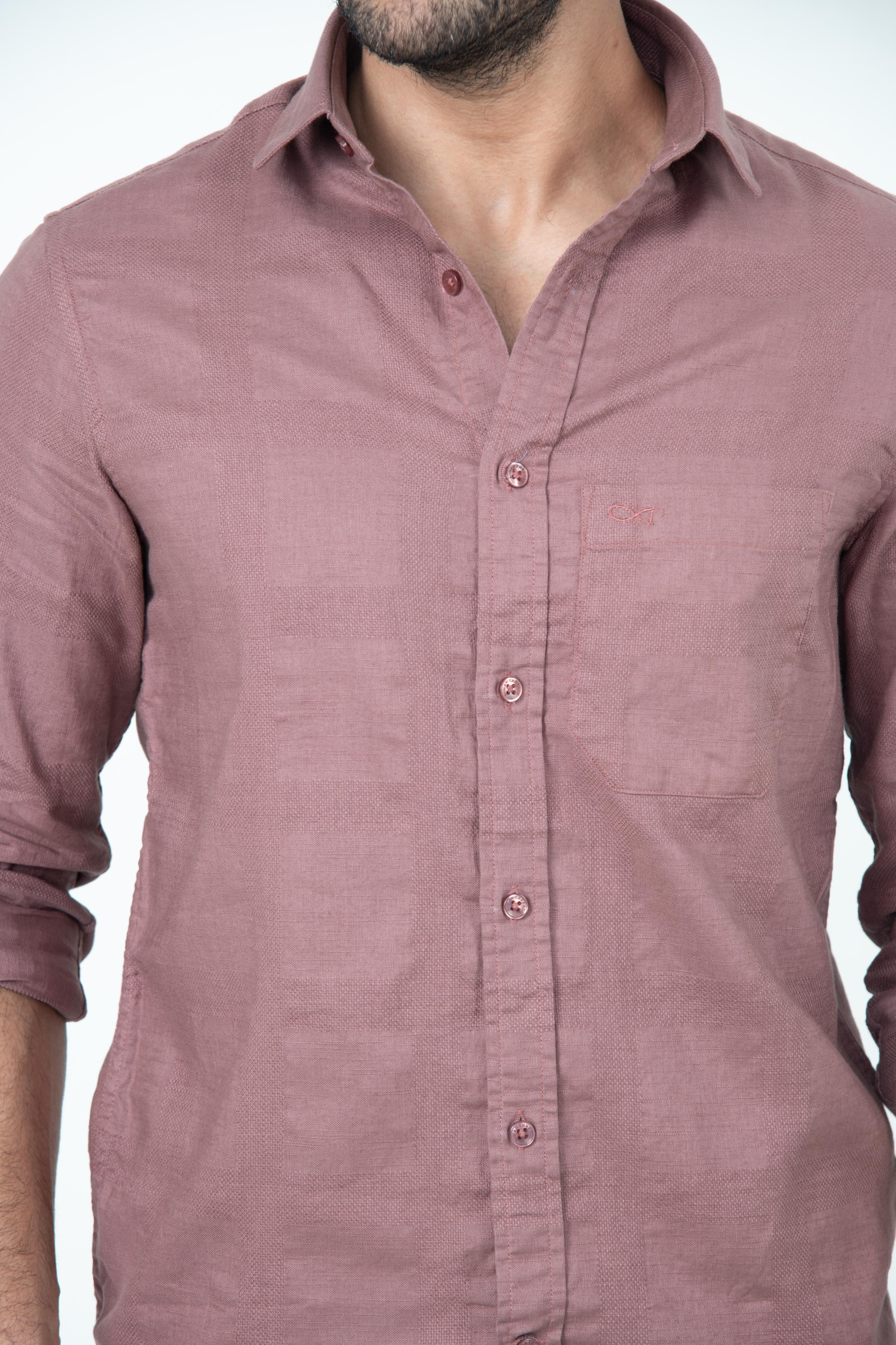 Roman Threads Mauve Textured  DobbyShirt