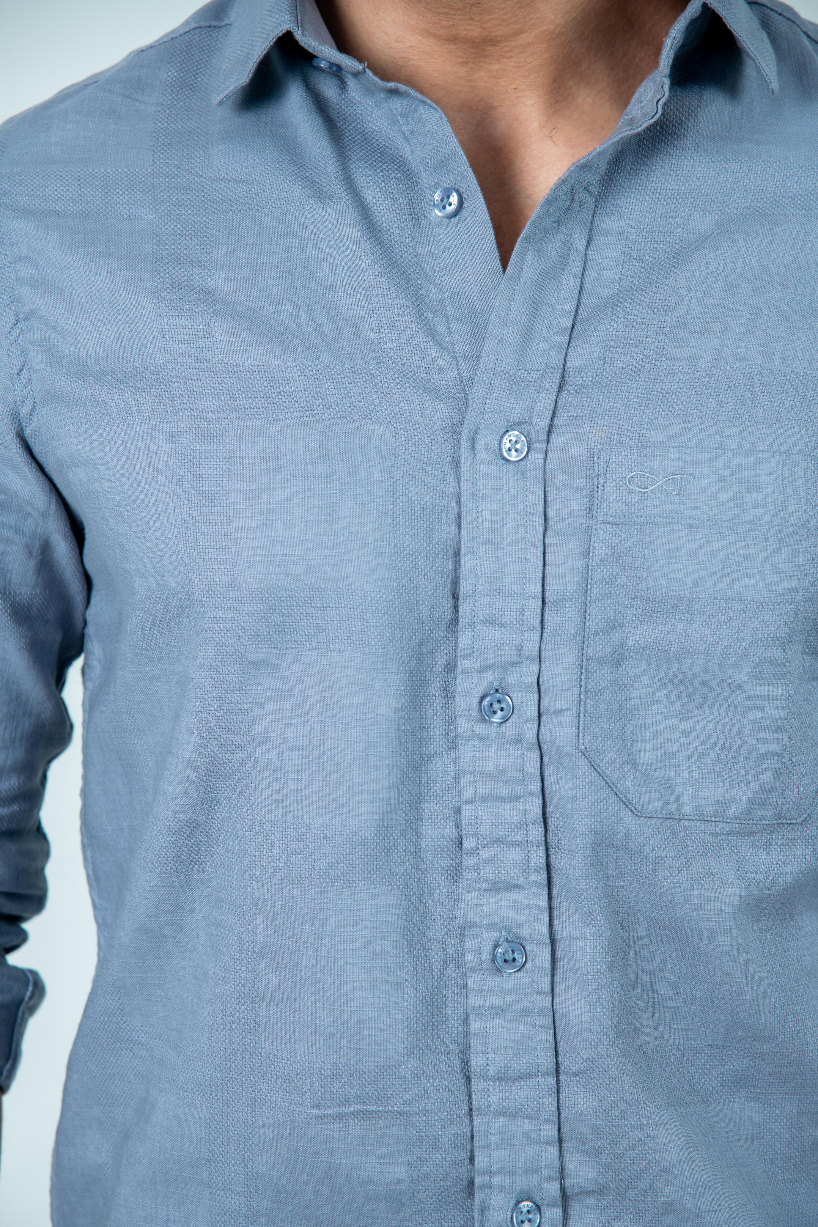 Roman Threads Bulish light grey  Dobby Textured Shirt