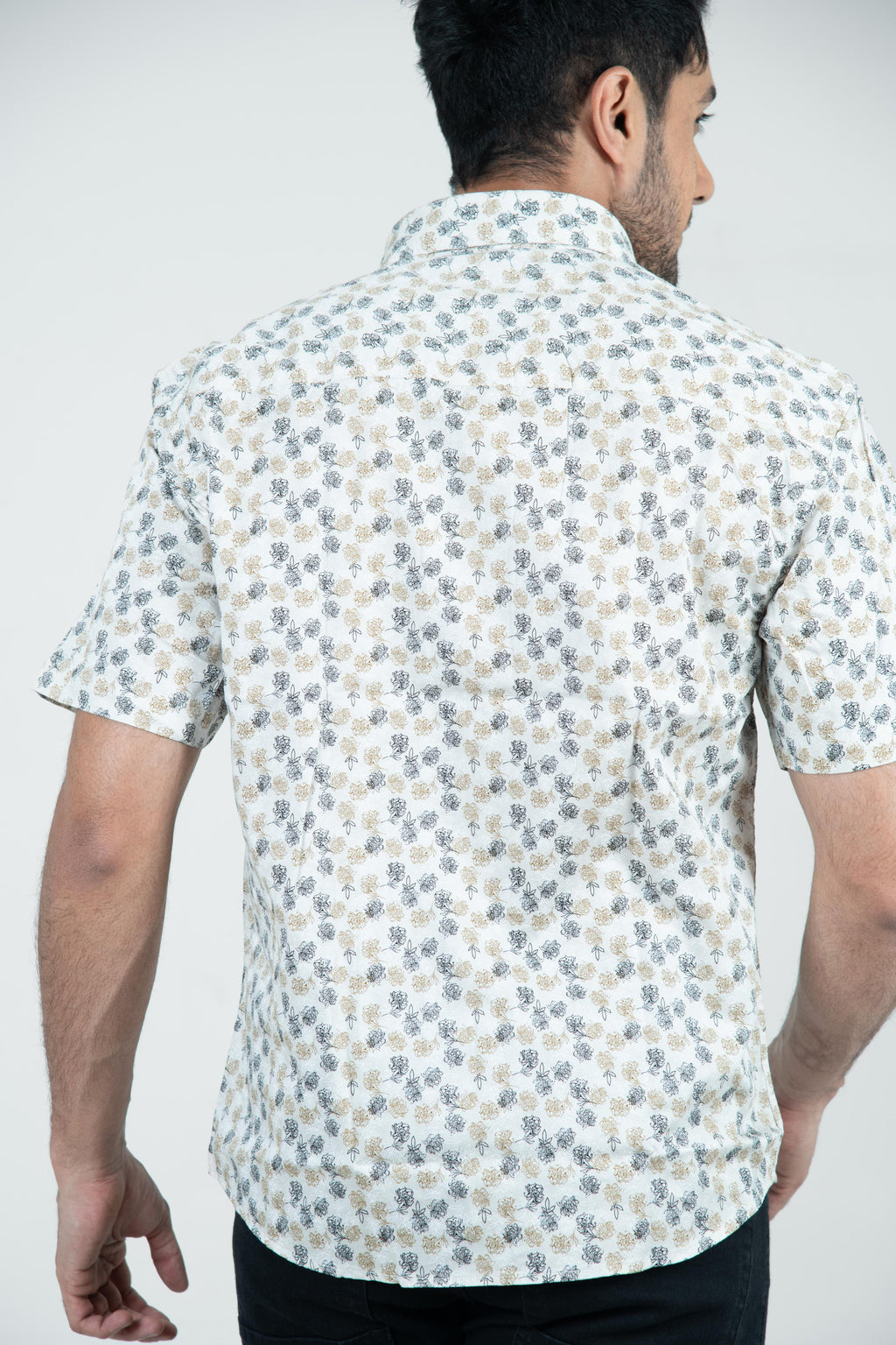 Roman Threads  cream Floral Printed Satin Shirt