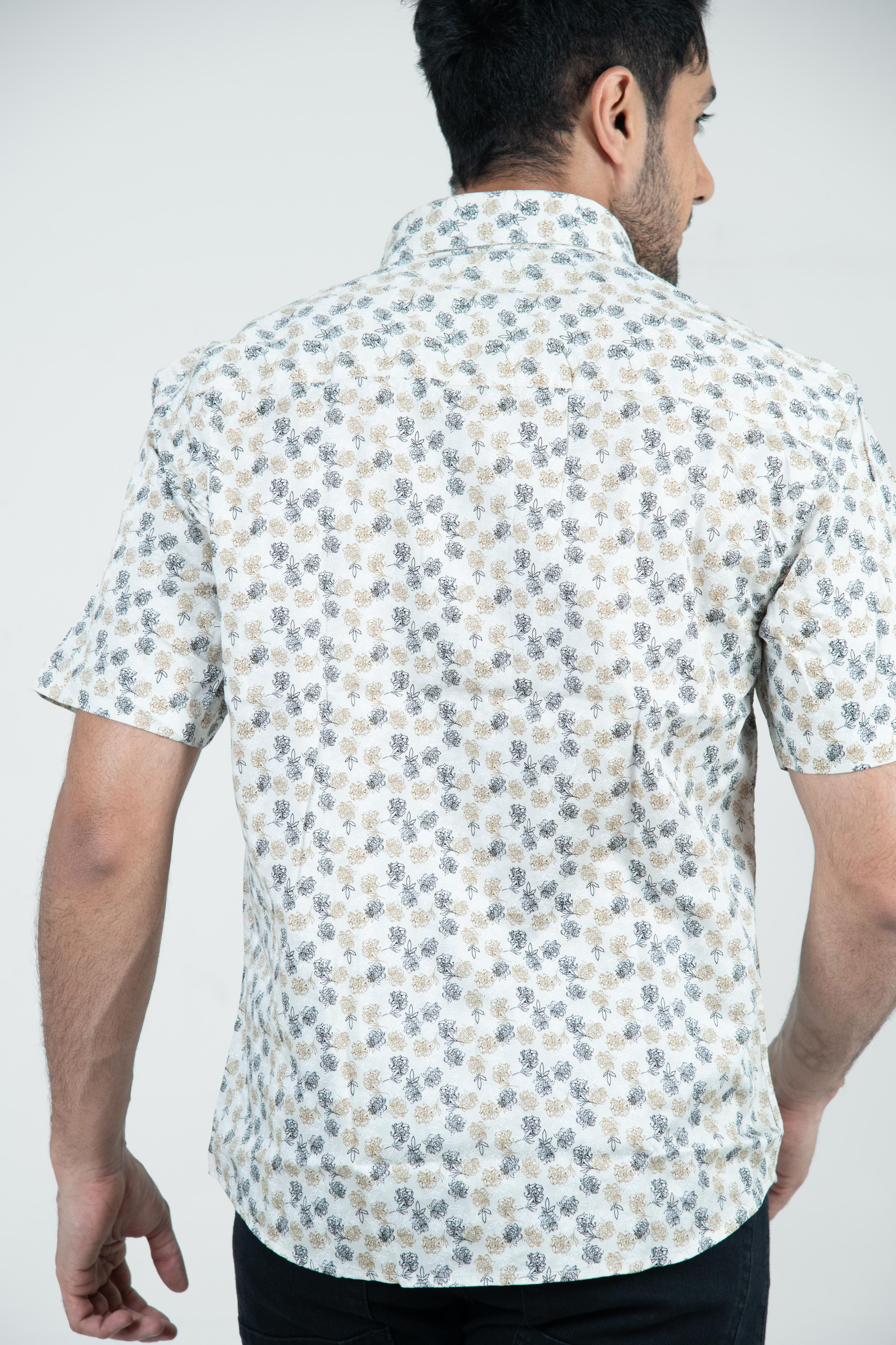 Roman Threads  cream Floral Printed Satin Shirt