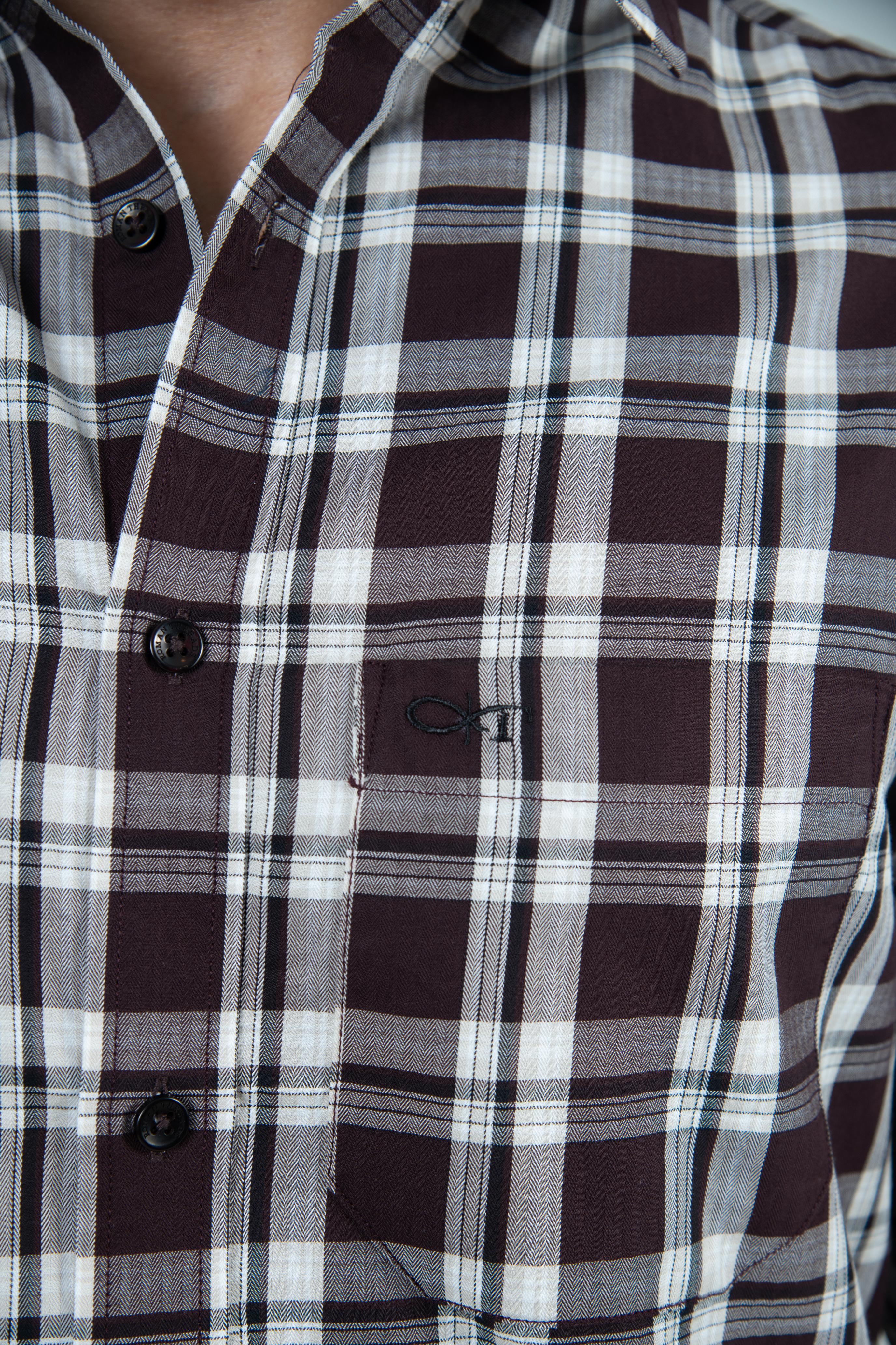 Roman Threads Maroon Giza twill Checked Shirt